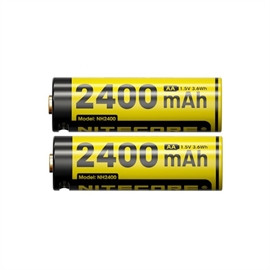 Nitecore Genopladelige Batterier AA 2400mAh, 1,5 V - USB-C Genopladelig - 2 stk. 
